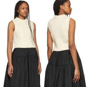 Cecilie Bahnsen Cream Cable-Knit Sleeveless Sweater Vest